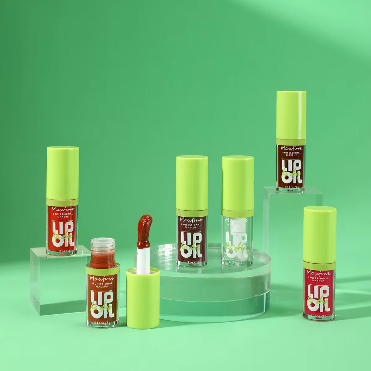 Lip Gloss Waterproof Long-Term Moisturizing Non-Stick Cup Non-Fading Liquid Green Packaging Lip Gloss Cosmetics