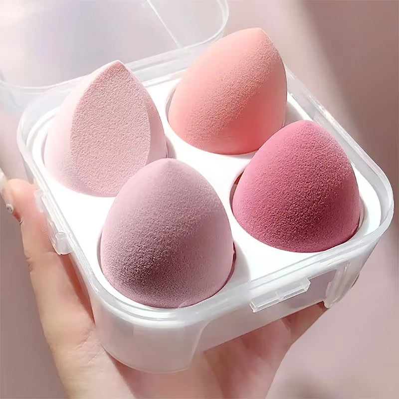 14Pcs Makeup Sponge Set with Storage Jar Latex Free Finger Puff Tourist Use Holder Dry Foundation Cosmetic Puffs