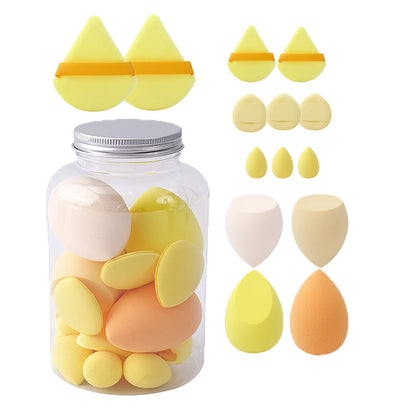 14Pcs Makeup Sponge Set with Storage Jar Latex Free Finger Puff Tourist Use Holder Dry Foundation Cosmetic Puffs
