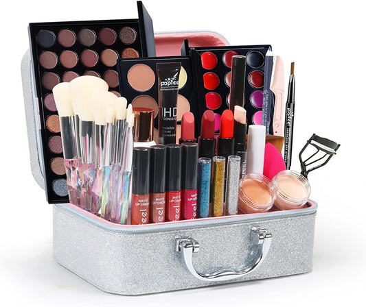 Kit De Maquillage Complet, Coffret Maquillage Femme, Kit Maquillage Femme, Lot Maquillage Avec Ombres Paupières, Rouge À Lèvre, Pinceaux, Brillant À Lèvres