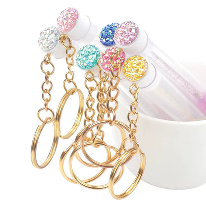 10Pcs Tube Eyelash Brush with Gold Keychain Eyebrow Comb Holder Mascara Wand Applicator Lash Extension Micro Brushes Makeup Tool