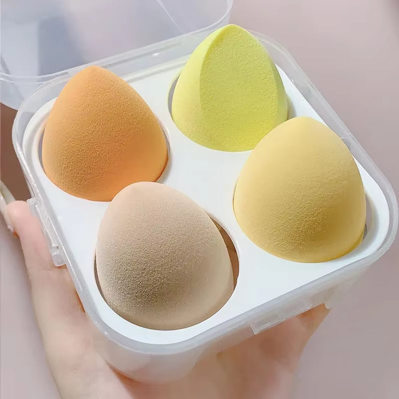14Pcs Makeup Sponge Set with Storage Jar Latex Free Finger Puff Tourist Use Holder Dry Foundation Cosmetic Puffs