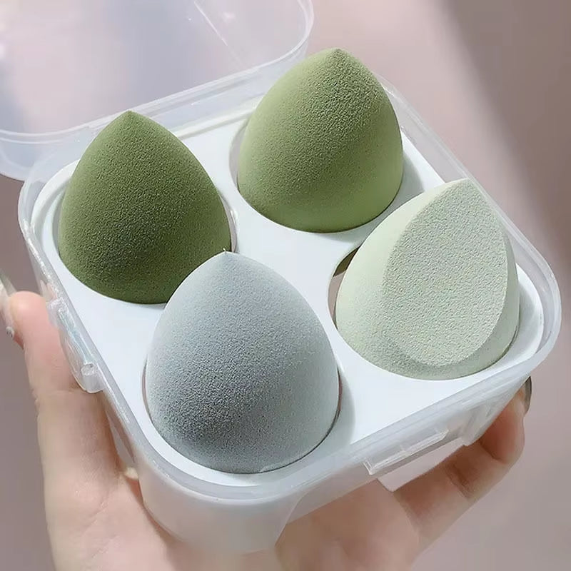 14Pcs Makeup Sponge Set with Storage Jar Latex Free Finger Puff Tourist Use Holder Dry Foundation Cosmetic Puffs
