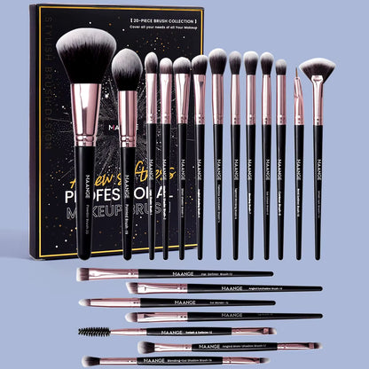 20Pcs Makeup Brushes with Box Professional Cosmetic Powder Eye Shadow Foundation Blush Blending Beauty Tool for Women
