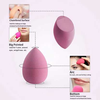 14Pcs Makeup Sponge Set with Storage Jar Latex Free Finger Puff Tourist Use Holder Dry Foundation Cosmetic Puffs